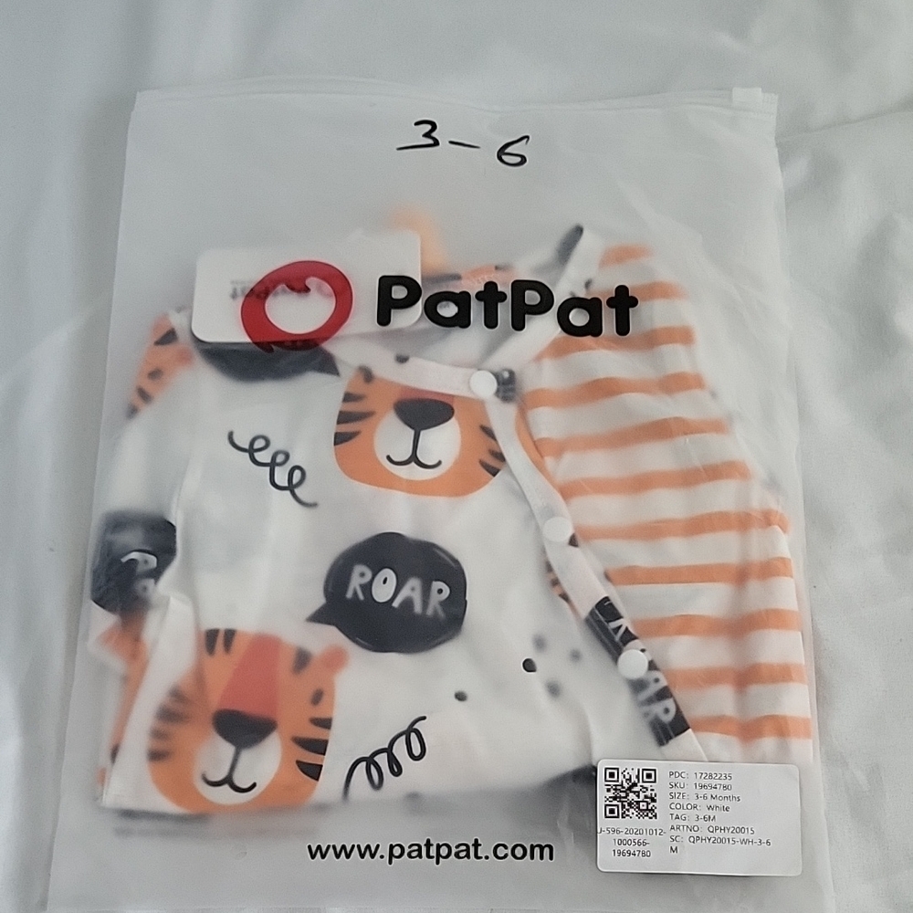 PatPat Roar Tiger Print Baby Outfit - Orange and White